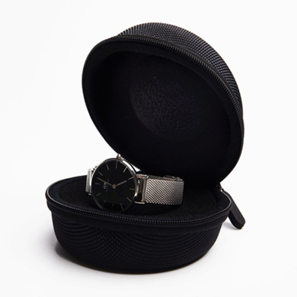 Cushioned Round Portable Watch Case for Travel JQUEEN