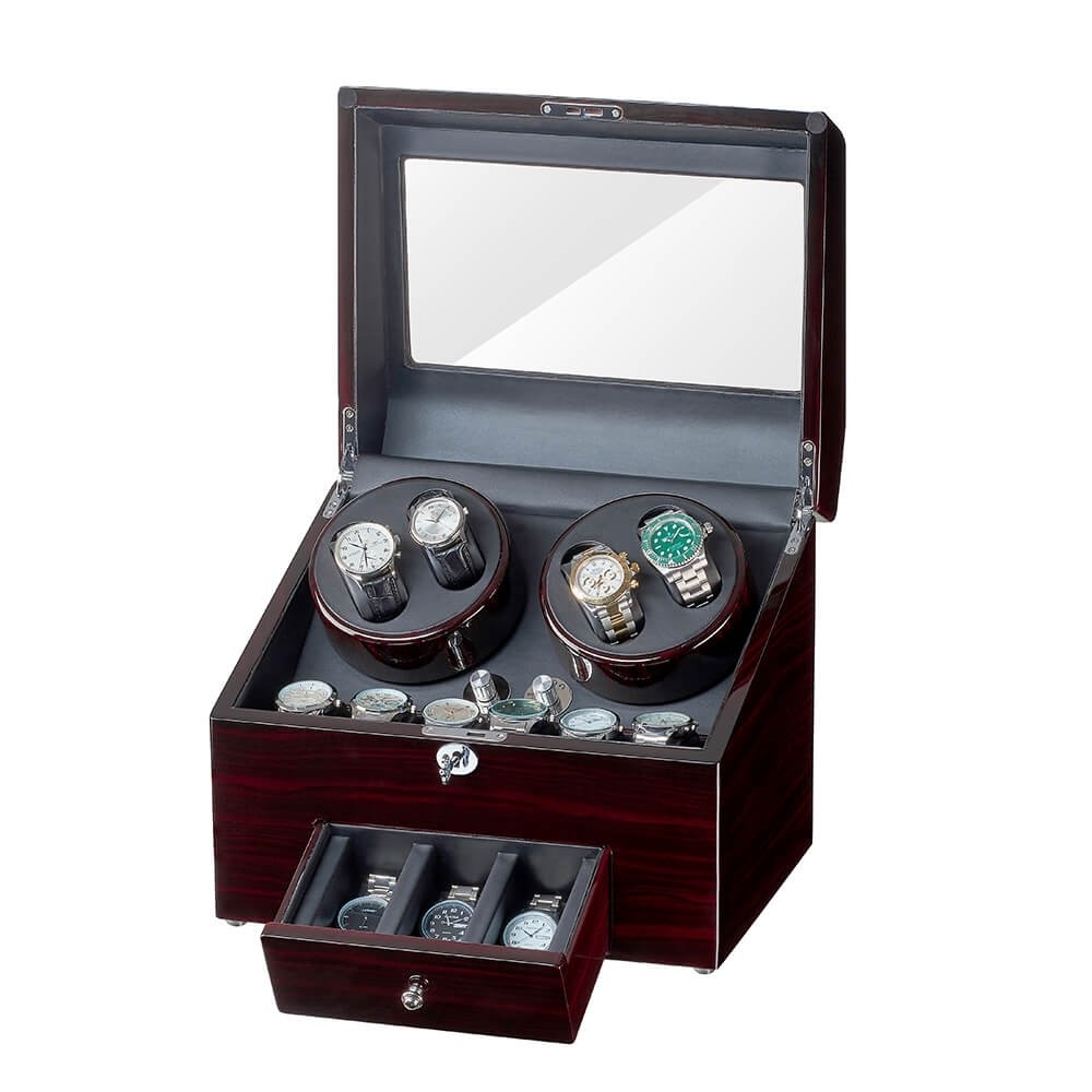 Jqueen Automatic Wood Watch Winder Display Box 4+9 Storages