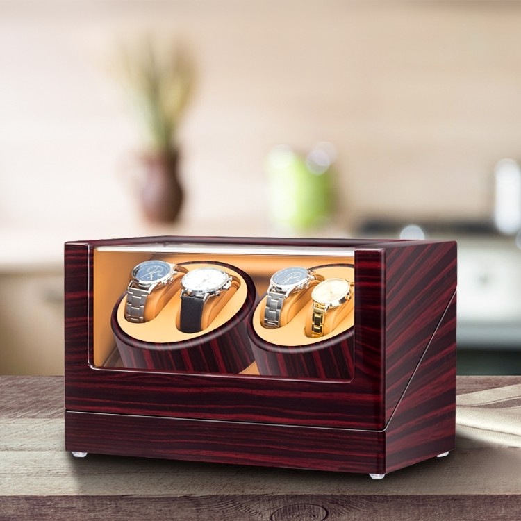 Watch Winder carica 4 orologi automatici Mogano LED Battery