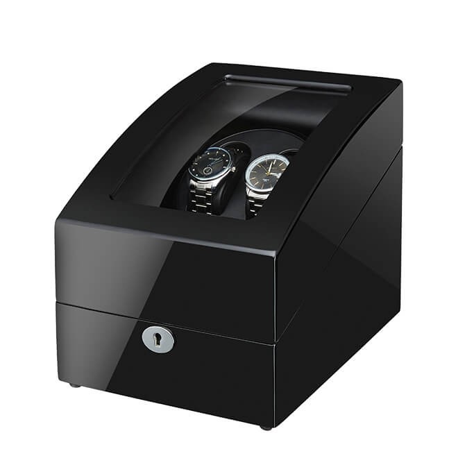 Black Double Automatic Watch Winder with 3 Storages with LED Light