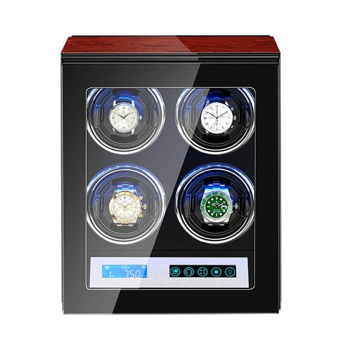 Jqueen Best Watch Winder for Omega with LCD Touch Screen for 4 Automatic Watches